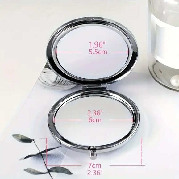 Glam Rhinestone Compact Makeup Mirror with 1x/2x Magnification & Chic Charms - Picture 5 of 8